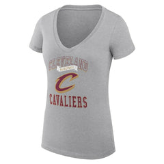 Heather Gray Cleveland Cavaliers G-III 4Her by Carl Banks Women's Super-Slim Fit Lightweight Team Logo V-Neck T-Shirt sale | NBA