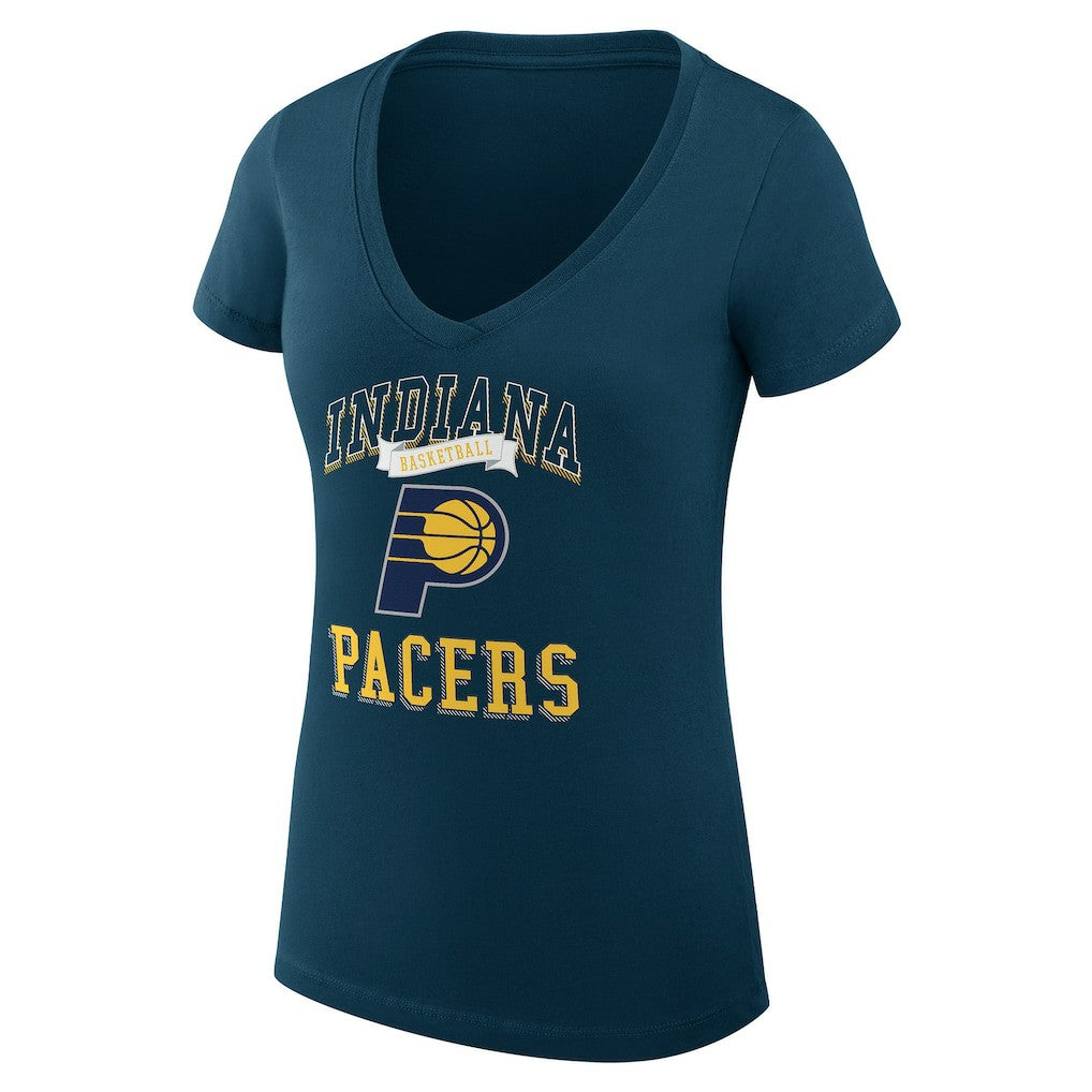 Navy Indiana Pacers G-III 4Her by Carl Banks Women's Super-Slim Fit Lightweight Team Logo V-Neck T-Shirt | NBA