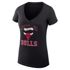 Black Chicago Bulls G-III 4Her by Carl Banks Women's Super-Slim Fit Lightweight Team Logo V-Neck T-Shirt sale | NBA