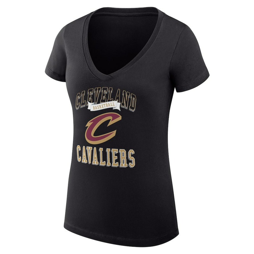 Black Cleveland Cavaliers G-III 4Her by Carl Banks Women's Super-Slim Fit Lightweight Team Logo V-Neck T-Shirt sale | NBA