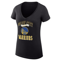 Black Golden State Warriors G-III 4Her by Carl Banks Women's Super-Slim Fit Lightweight Team Logo V-Neck T-Shirt sale | NBA