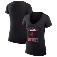 Black Houston Rockets G-III 4Her by Carl Banks Women's Super-Slim Fit Lightweight Team Logo V-Neck T-Shirt | NBA