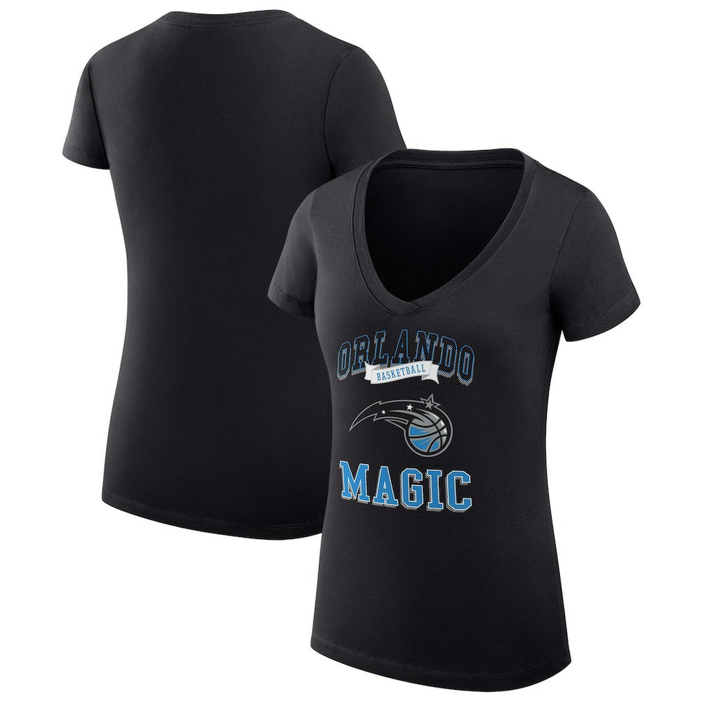 Black Orlando Magic G-III 4Her by Carl Banks Women's Super-Slim Fit Lightweight Team Logo V-Neck T-Shirt | NBA