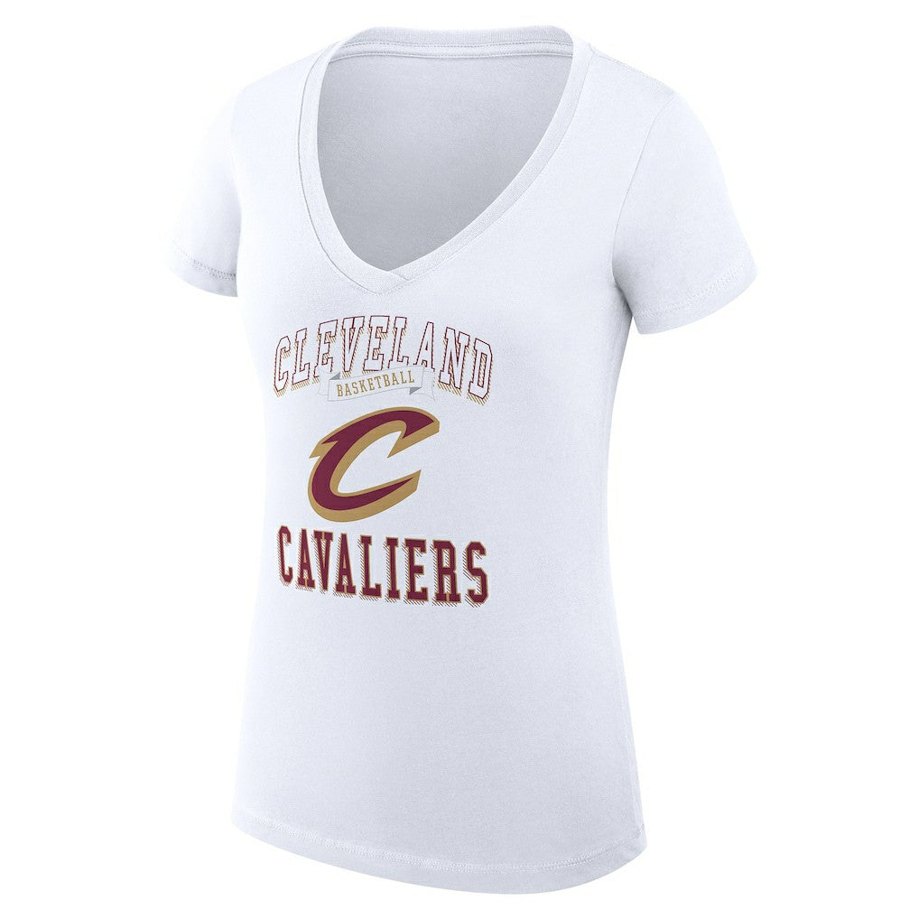 White Cleveland Cavaliers G-III 4Her by Carl Banks Women's Super-Slim Fit Lightweight Team Logo V-Neck T-Shirt sale | NBA