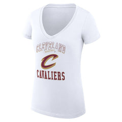 White Cleveland Cavaliers G-III 4Her by Carl Banks Women's Super-Slim Fit Lightweight Team Logo V-Neck T-Shirt sale | NBA