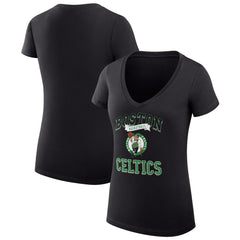 Black Boston Celtics G-III 4Her by Carl Banks Women's Super-Slim Fit Lightweight Team Logo V-Neck T-Shirt | NBA