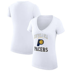 White Indiana Pacers G-III 4Her by Carl Banks Women's Super-Slim Fit Lightweight Team Logo V-Neck T-Shirt | NBA