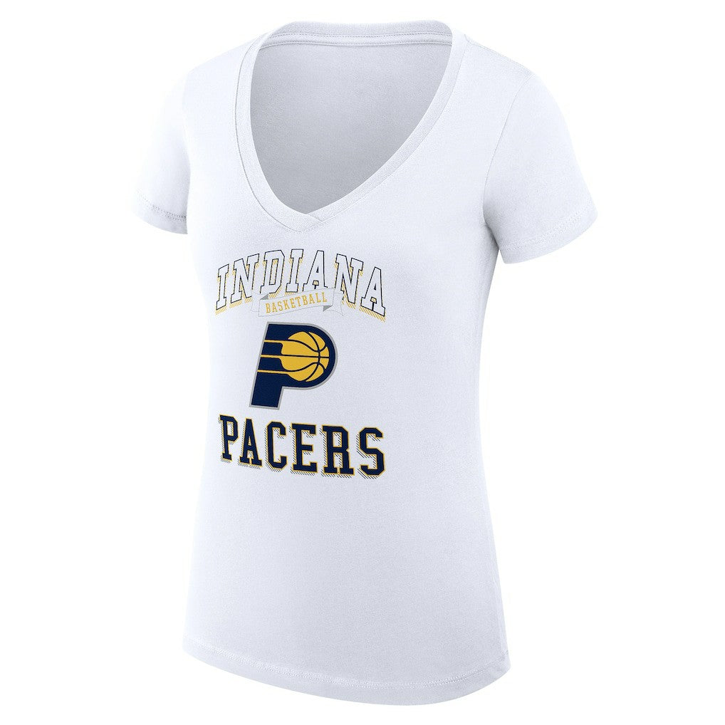 White Indiana Pacers G-III 4Her by Carl Banks Women's Super-Slim Fit Lightweight Team Logo V-Neck T-Shirt | NBA