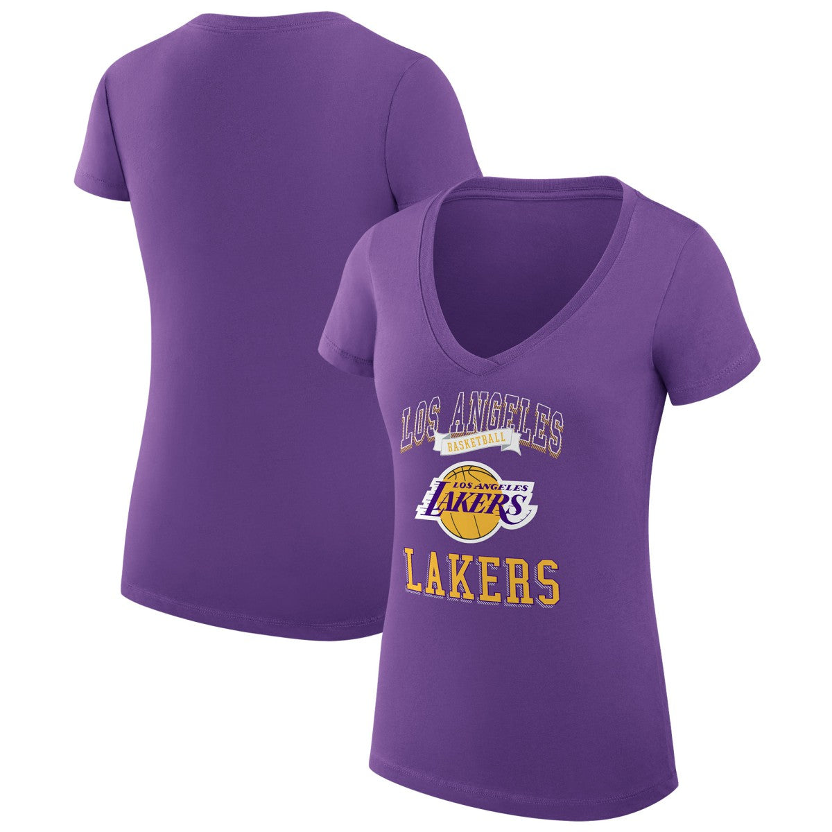 Purple Los Angeles Lakers G-III 4Her by Carl Banks Women's Super-Slim Fit Lightweight Team Logo V-Neck T-Shirt | NBA