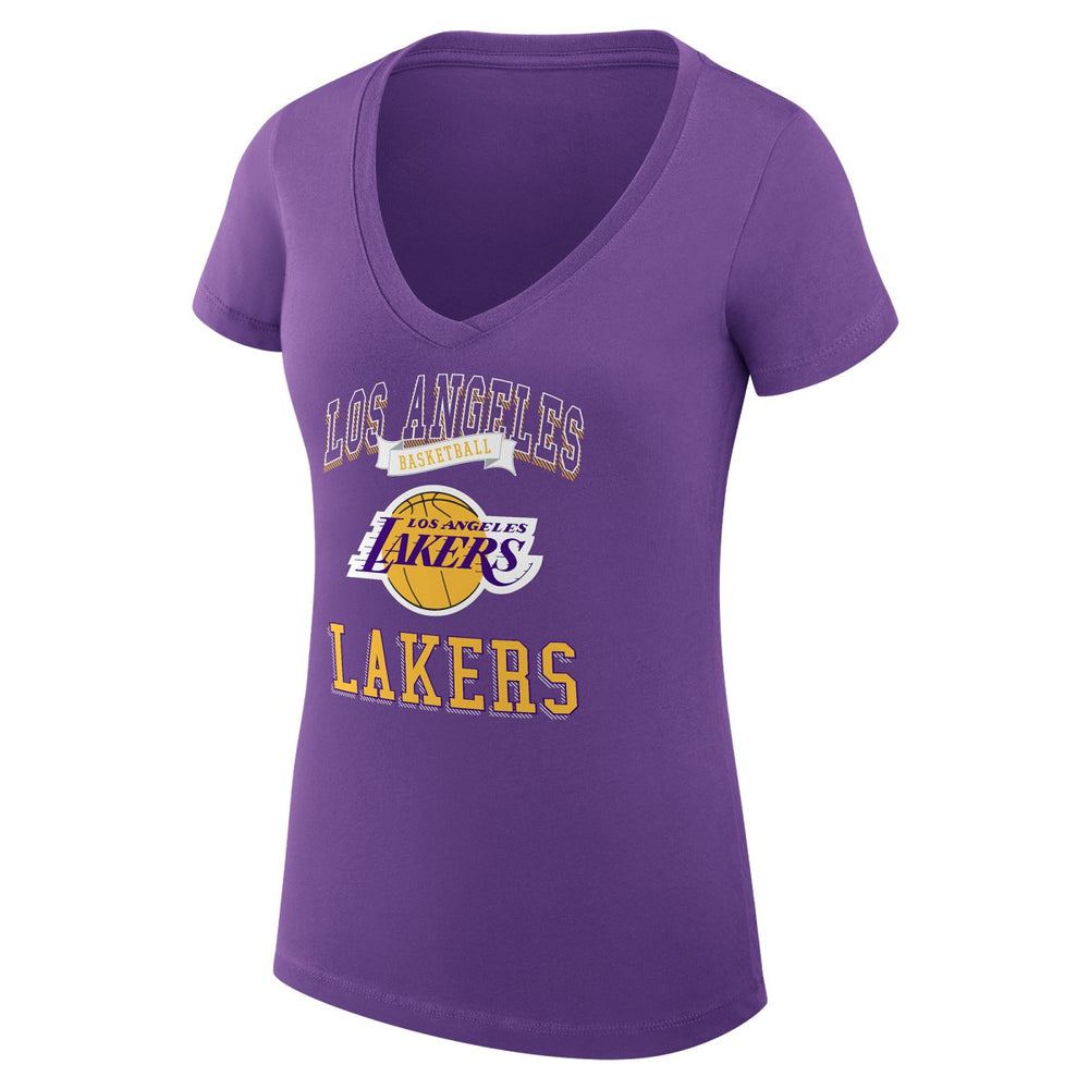 Purple Los Angeles Lakers G-III 4Her by Carl Banks Women's Super-Slim Fit Lightweight Team Logo V-Neck T-Shirt | NBA