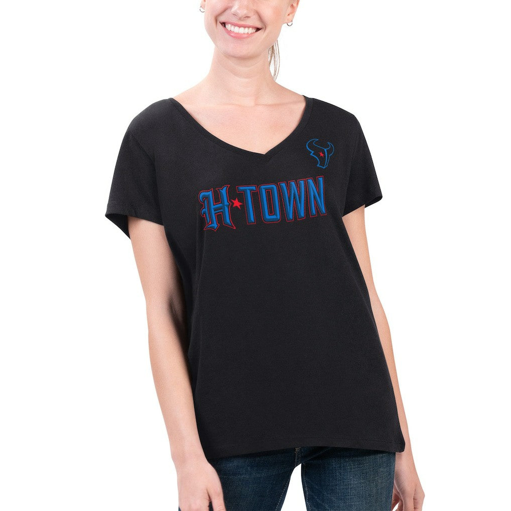 Houston Texans G-III 4Her by Carl Banks Women's Super-Slim Fit Lightweight H-Town V-Neck T-Shirt | NFL US