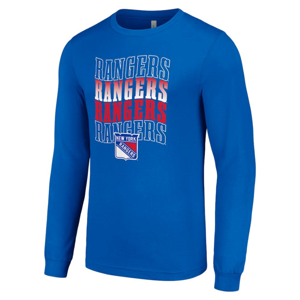 New York Rangers Starter Four Team Name Logo Long Sleeve Graphic T-Shirt -  NHL T-shirts