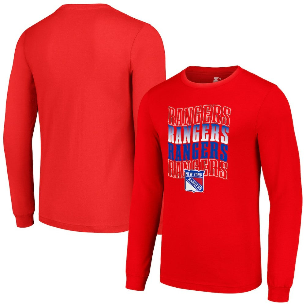 New York Rangers Starter Four Team Name Logo Long Sleeve Graphic T-Shirt -  NHL T-shirts