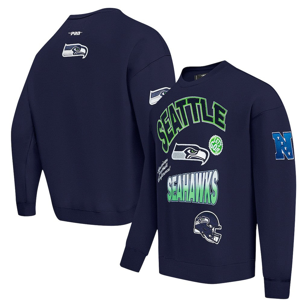 Seattle Seahawks Pro Standard Turn It Up Drop Shoulder Pullover Sweatshirt | NFL Outlet
