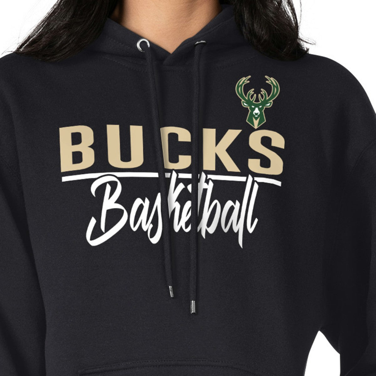 Black Milwaukee Bucks G-III 4Her by Carl Banks Women's Graphics Fleece Pullover Hoodie | NBA