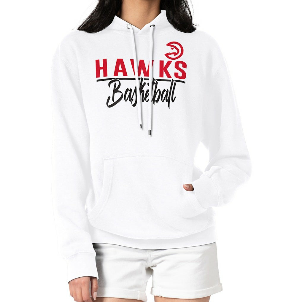 White Atlanta Hawks G-III 4Her by Carl Banks Women's Graphics Fleece Pullover Hoodie | NBA