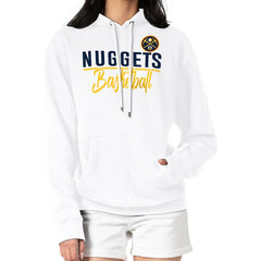 White Denver Nuggets G-III 4Her by Carl Banks Women's Graphics Fleece Pullover Hoodie sale | NBA