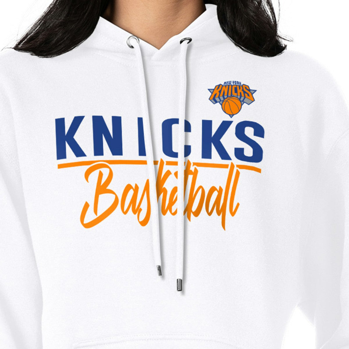 White New York Knicks G-III 4Her by Carl Banks Women's Graphics Fleece Pullover Hoodie | NBA