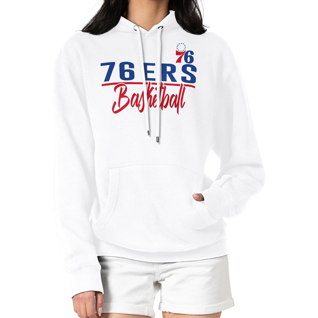 White Philadelphia 76ers G-III 4Her by Carl Banks Women's Graphics Fleece Pullover Hoodie | NBA