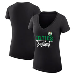 Black Boston Celtics G-III 4Her by Carl Banks Women's Super-Slim Fit Lightweight Team Sport V-Neck T-Shirt | NBA