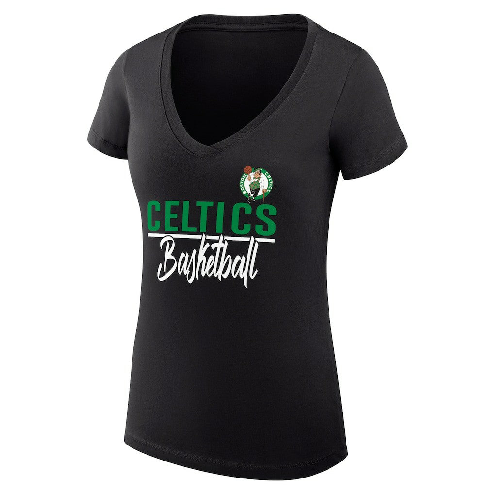 Black Boston Celtics G-III 4Her by Carl Banks Women's Super-Slim Fit Lightweight Team Sport V-Neck T-Shirt | NBA
