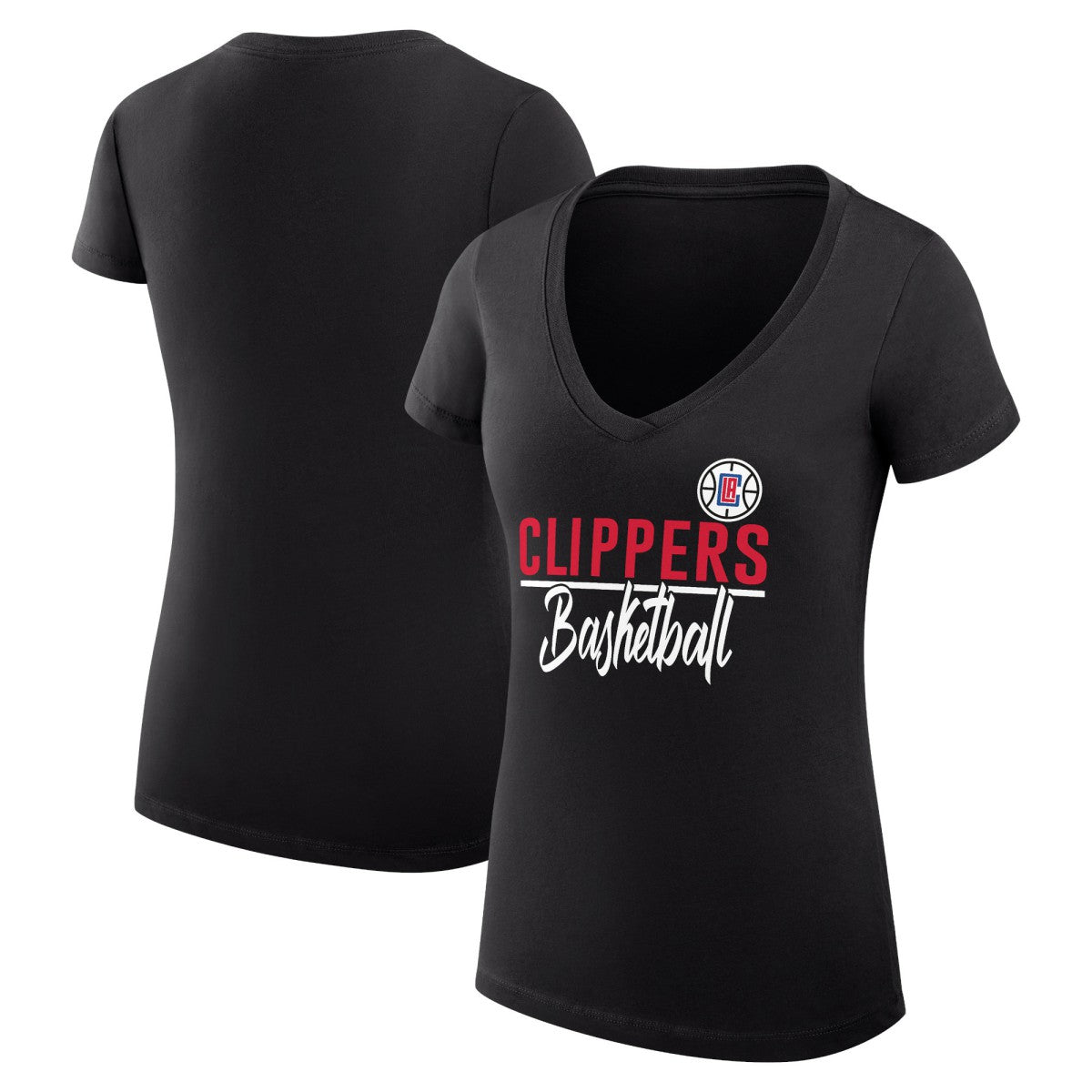 Black LA Clippers G-III 4Her by Carl Banks Women's Super-Slim Fit Lightweight Team Sport V-Neck T-Shirt | NBA