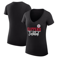 Black LA Clippers G-III 4Her by Carl Banks Women's Super-Slim Fit Lightweight Team Sport V-Neck T-Shirt | NBA