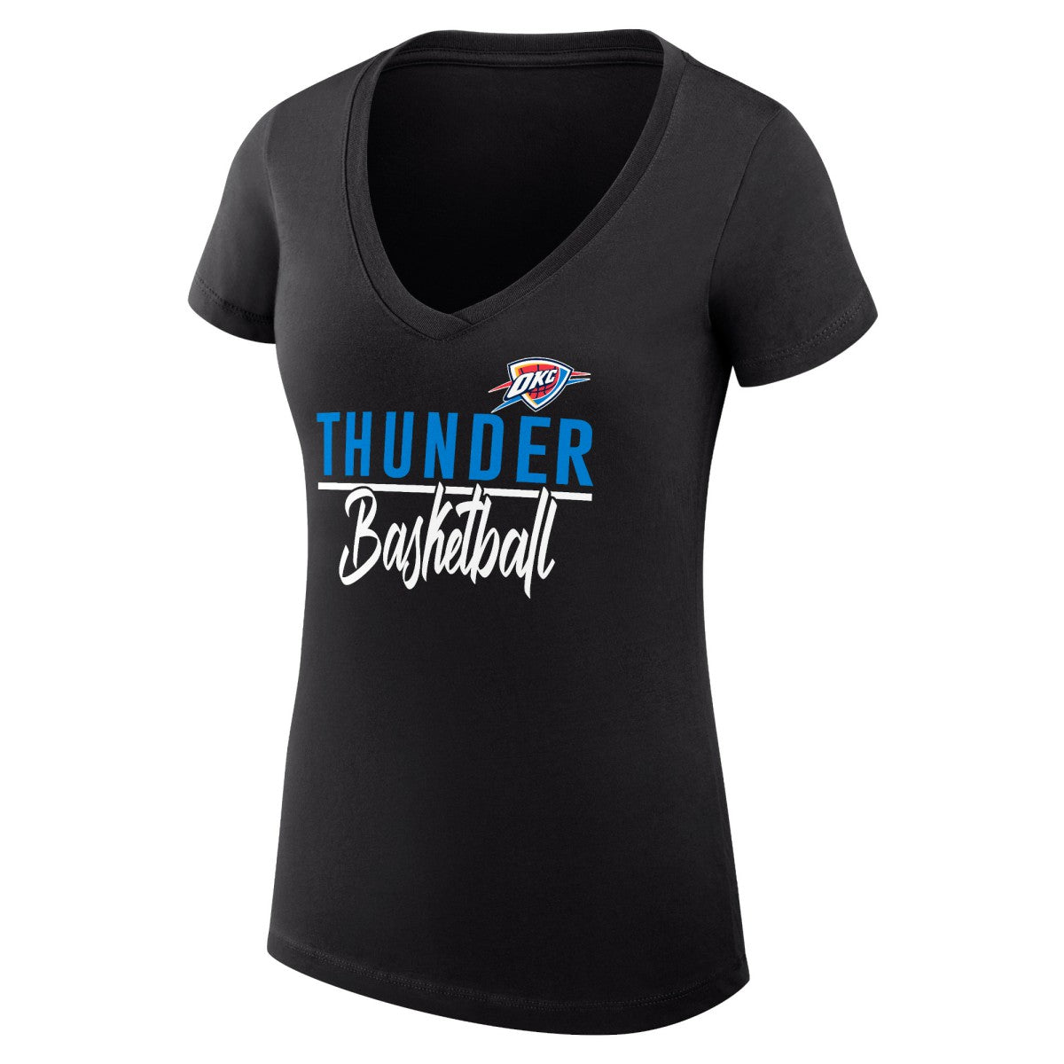 Black Oklahoma City Thunder G-III 4Her by Carl Banks Women's Super-Slim Fit Lightweight Team Sport V-Neck T-Shirt | NBA