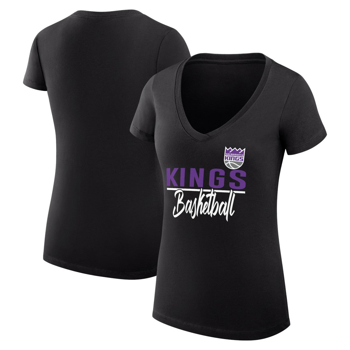 Black Sacramento Kings G-III 4Her by Carl Banks Women's Super-Slim Fit Lightweight Team Sport V-Neck T-Shirt | NBA