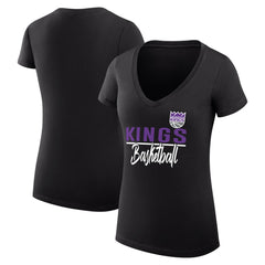 Black Sacramento Kings G-III 4Her by Carl Banks Women's Super-Slim Fit Lightweight Team Sport V-Neck T-Shirt | NBA