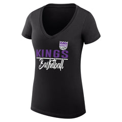 Black Sacramento Kings G-III 4Her by Carl Banks Women's Super-Slim Fit Lightweight Team Sport V-Neck T-Shirt | NBA
