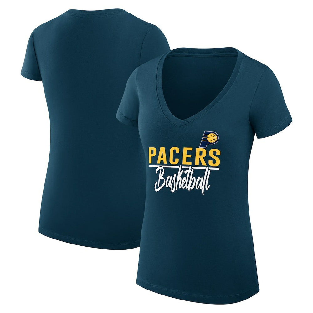 Navy Indiana Pacers G-III 4Her by Carl Banks Women's Super-Slim Fit Lightweight Team Sport V-Neck T-Shirt | NBA