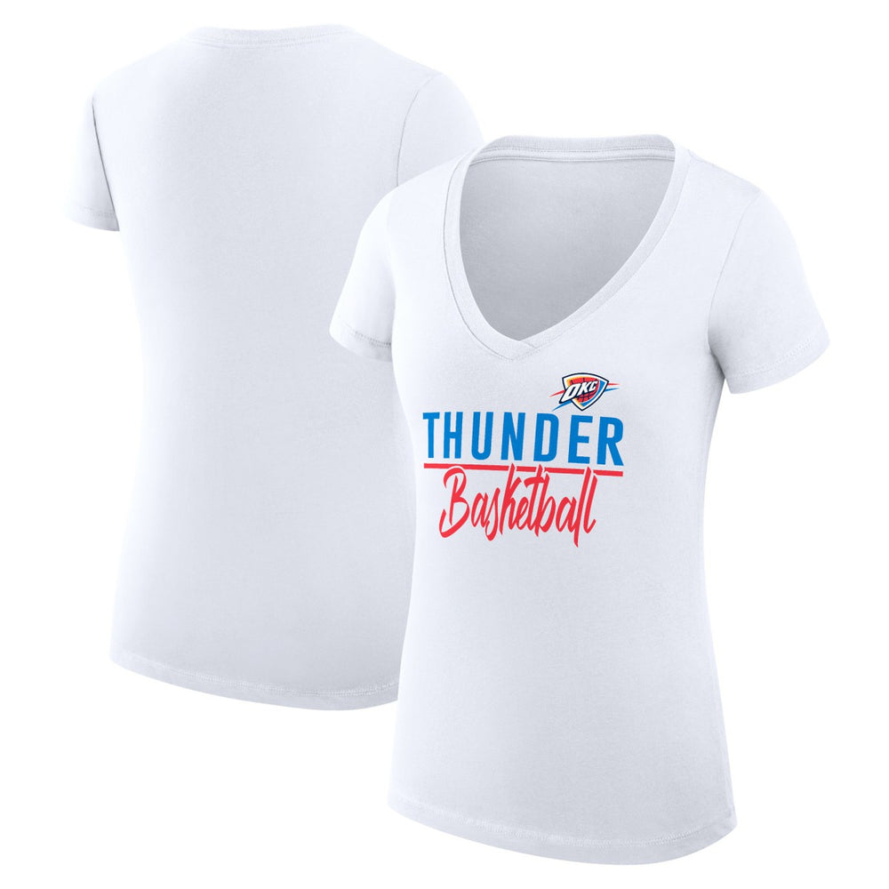 White Oklahoma City Thunder G-III 4Her by Carl Banks Women's Super-Slim Fit Lightweight Team Sport V-Neck T-Shirt | NBA