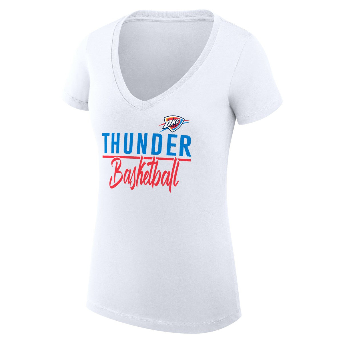 White Oklahoma City Thunder G-III 4Her by Carl Banks Women's Super-Slim Fit Lightweight Team Sport V-Neck T-Shirt | NBA