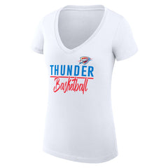 White Oklahoma City Thunder G-III 4Her by Carl Banks Women's Super-Slim Fit Lightweight Team Sport V-Neck T-Shirt | NBA
