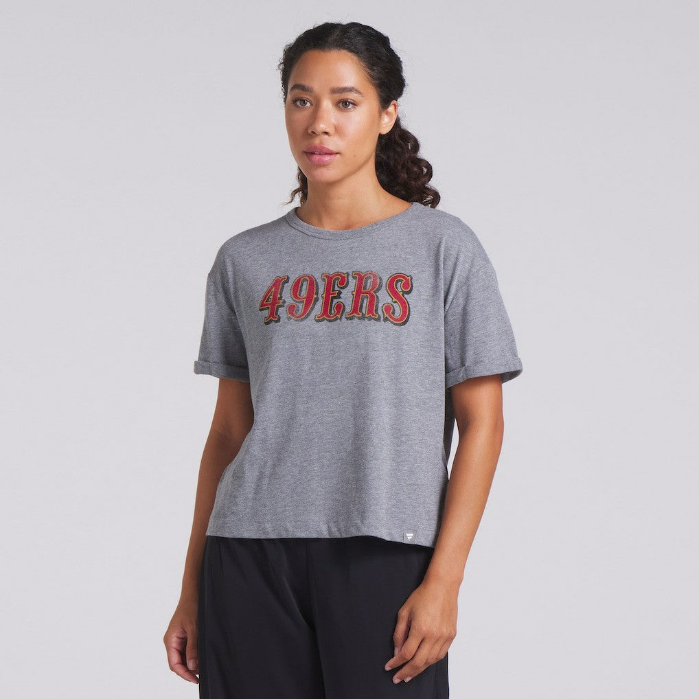 San Francisco 49ers Women's Swing Pass Tri-Blend Boxy T-Shirt | NFL Online