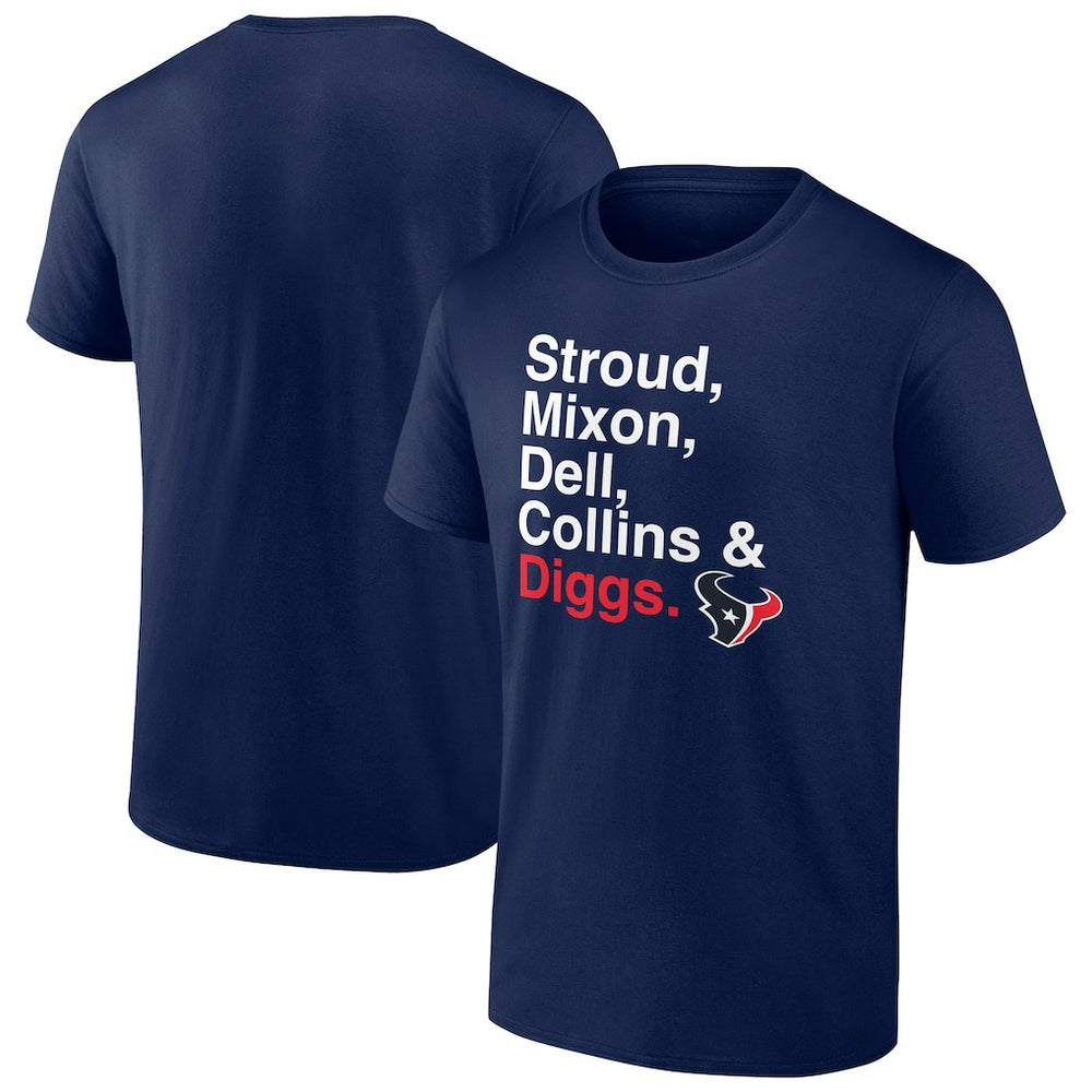 Houston Texans Stroud, Mixon, Dell, Collins & Diggs T-Shirt | NFL New