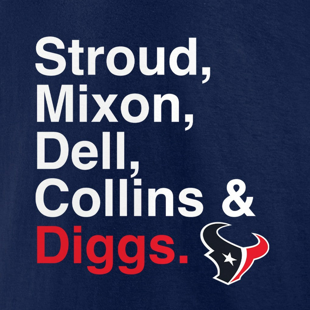 Houston Texans Stroud, Mixon, Dell, Collins & Diggs T-Shirt | NFL New