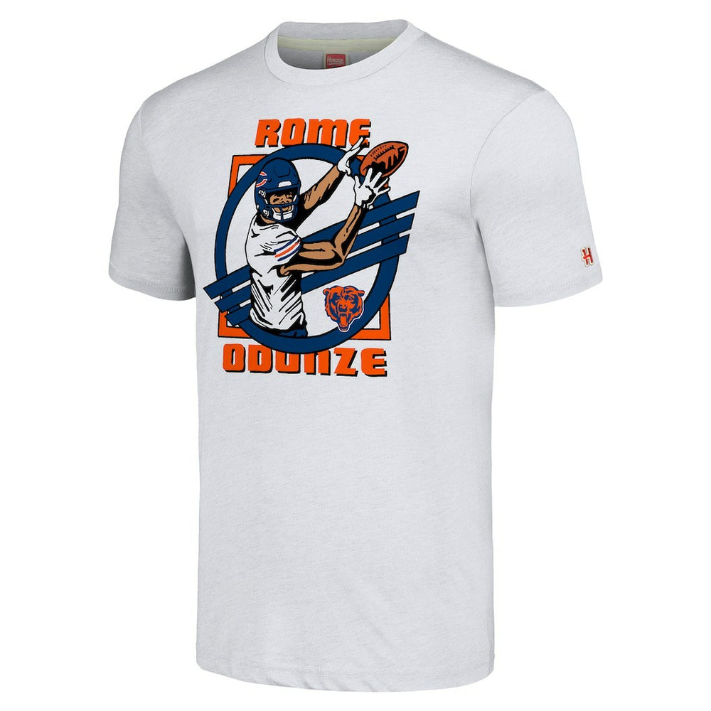 Chicago Bears Rome Odunze  Homage Unisex Caricature Player Tri-Blend T-Shirt | NFL New