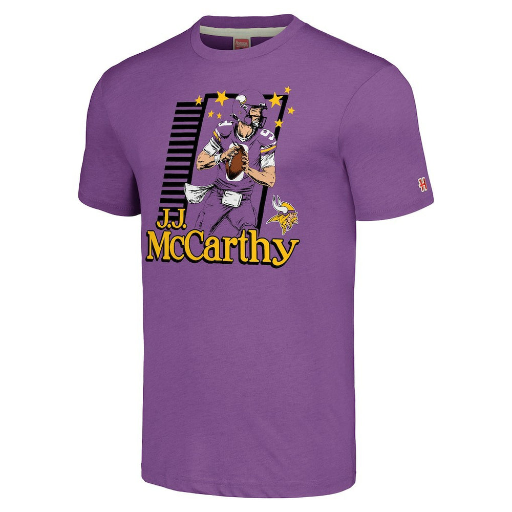 Minnesota Vikings J.J. McCarthy  Homage Unisex Caricature Player Tri-Blend T-Shirt | NFL Discount
