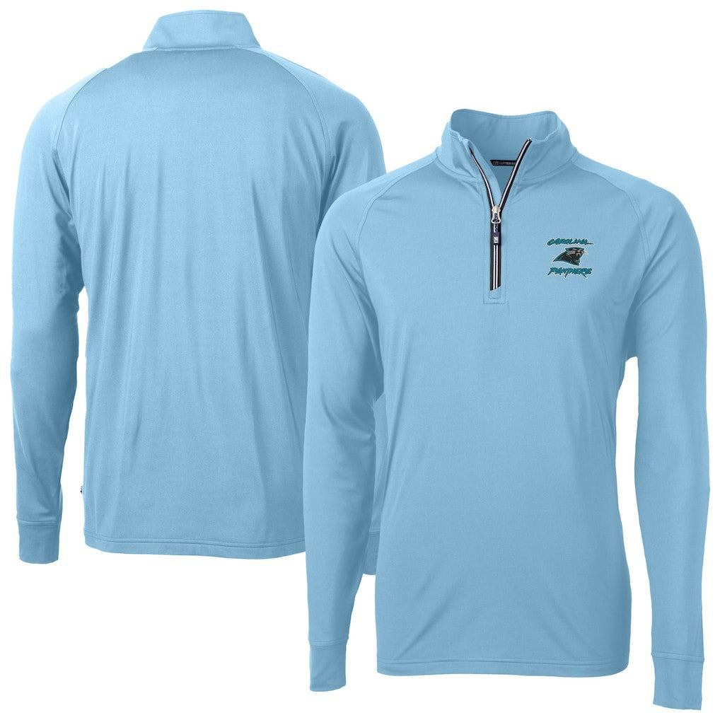 Carolina Panthers Cutter & Buck Adapt Eco Knit Stretch Recycled Raglan Quarter-Zip DryTec Top | NFL Discount