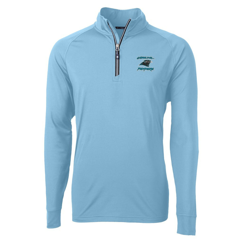Carolina Panthers Cutter & Buck Adapt Eco Knit Stretch Recycled Raglan Quarter-Zip DryTec Top | NFL Discount
