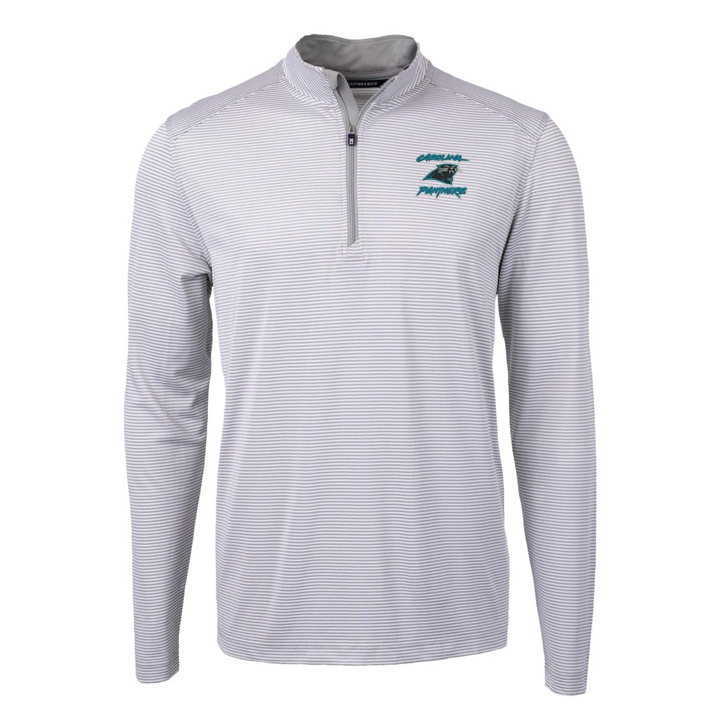 Carolina Panthers Cutter & Buck Virtue Eco Pique Micro Stripe Recycled Quarter-Zip Jacket | NFL Near me