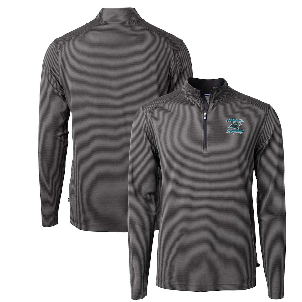 Carolina Panthers Cutter & Buck Virtue Eco Pique Micro Stripe Recycled Quarter-Zip Jacket | NFL Discount