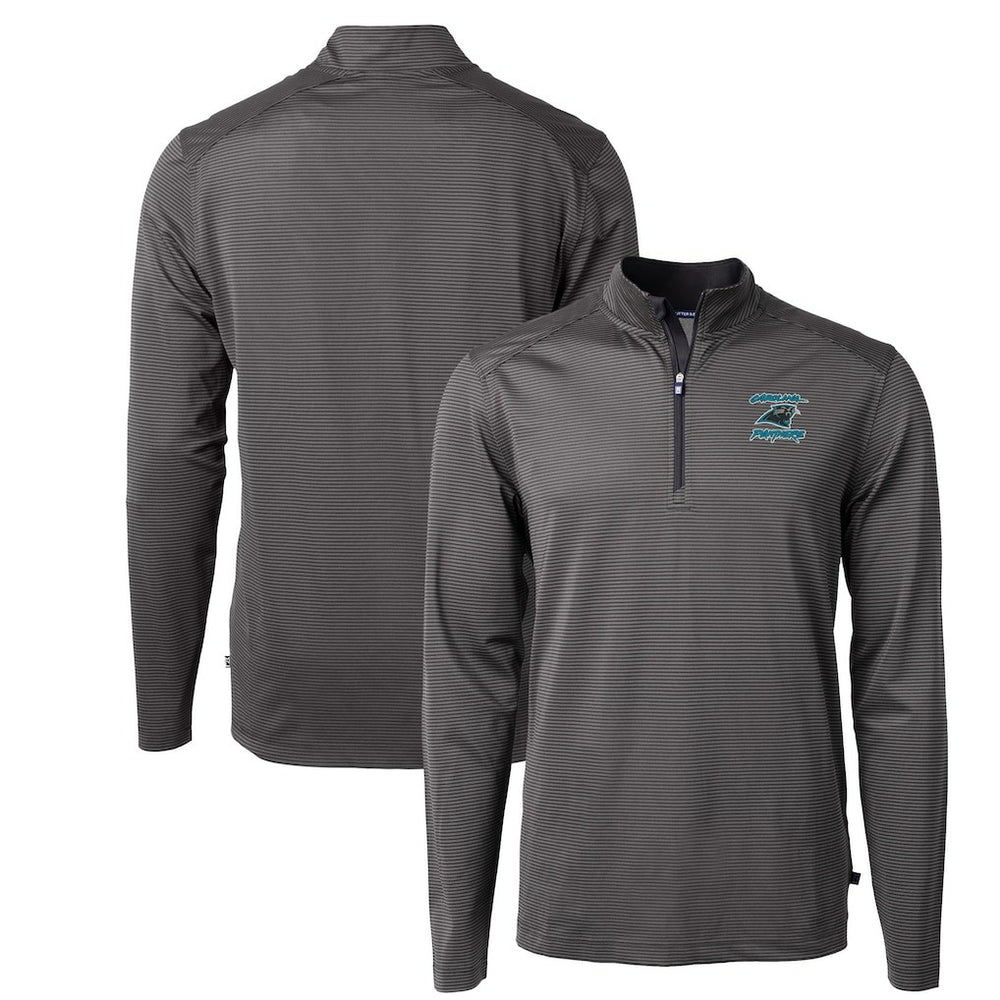 Carolina Panthers Cutter & Buck Virtue Eco Pique Micro Stripe Recycled Quarter-Zip Jacket | NFL Discount