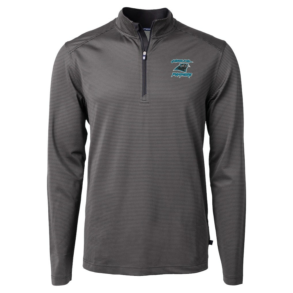 Carolina Panthers Cutter & Buck Virtue Eco Pique Micro Stripe Recycled Quarter-Zip Jacket | NFL Discount