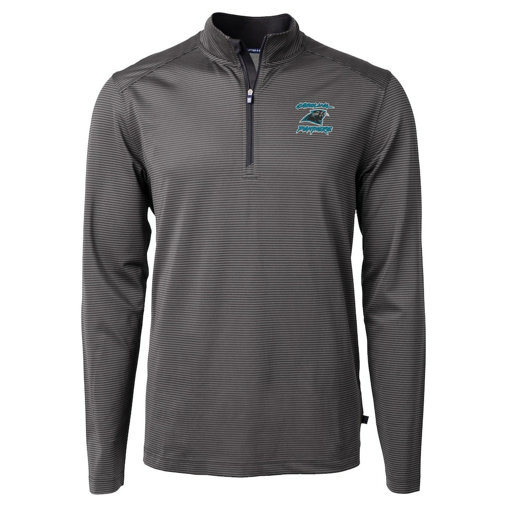 Carolina Panthers Cutter & Buck Virtue Eco Pique Micro Stripe Recycled Quarter-Zip Jacket | NFL Discount