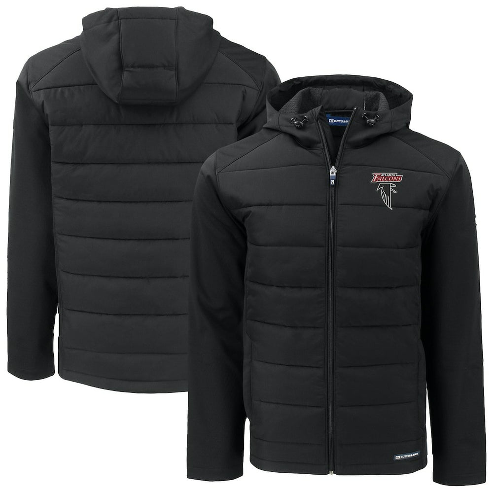 Atlanta Falcons Cutter & Buck Evoke Hybrid Eco Softshell Recycled Full-Zip Hoodie Jacket | NFL Discount