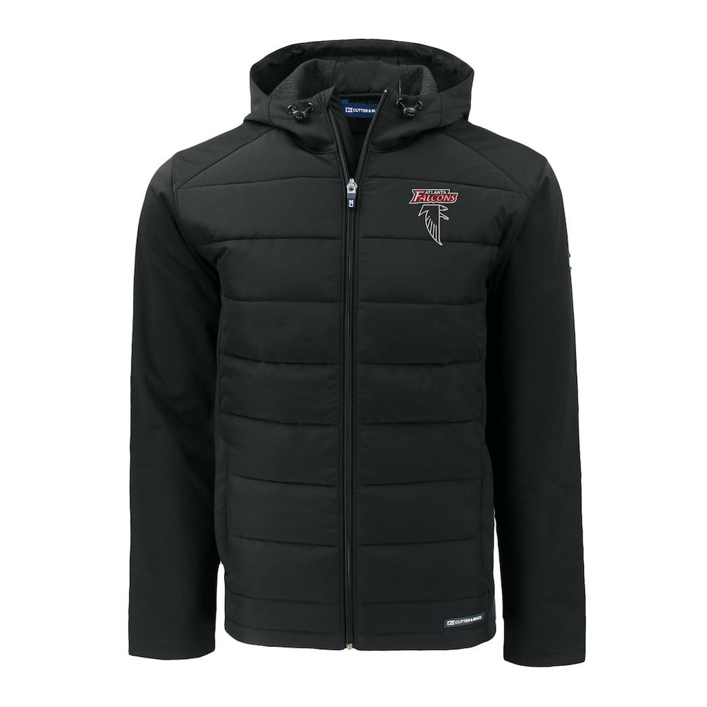 Atlanta Falcons Cutter & Buck Evoke Hybrid Eco Softshell Recycled Full-Zip Hoodie Jacket | NFL Discount