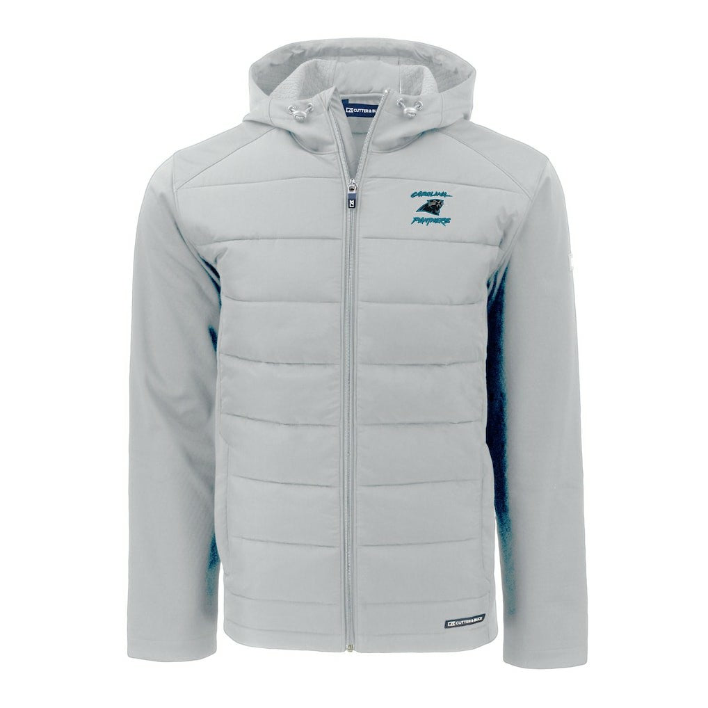 Carolina Panthers Cutter & Buck Evoke Hybrid Eco Softshell Recycled Full-Zip Hoodie Jacket | NFL Hot